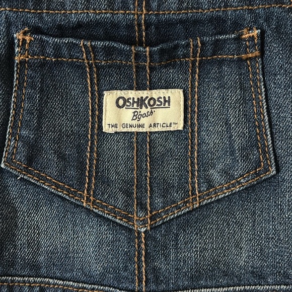 OSHKOSH B'GOSH Denim Overall Jumper Dress Tulle Skirt Silver Hearts 3T Valentine - Picture 2 of 6